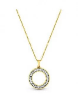 Image of Simply Silver Sterling Silver 925 12Ct Yellow Gold Baguette Open Pendant