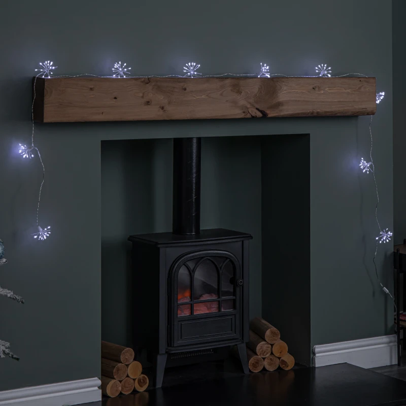 Image of 2.7m Set of 10 Twinkling Christmas Starburst String Lights with 200 White LEDs
