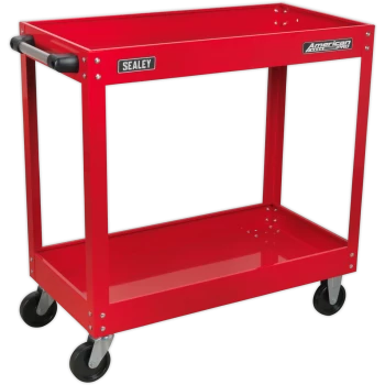Image of Sealey Heavy Duty 2 Shelf Trolley with Lockable Top Red