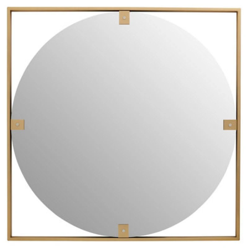 Image of Orsina Square Wall Mirror, Sturdy Round Shaped Wall Mirror, Square Frame Lounge Mirror For Home, Office, Hallway