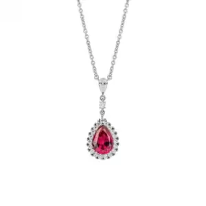 Image of Red Zirconia Teardrop Pave Surround Necklace N4501