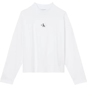 Image of Calvin Klein Jeans Micro Mono Long Sleeve T Shirt - BRHT WHT YAF