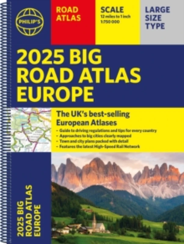 Image of 2025 Philip's Big Road Atlas of Europe : (A3 Spiral Binding) Spiral bound