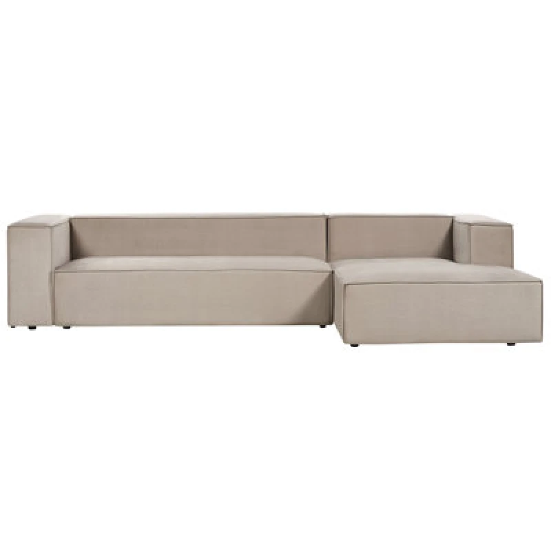 Image of Beliani Corner Sofa 3 Seater Vernon Velvet Taupe Left Hand