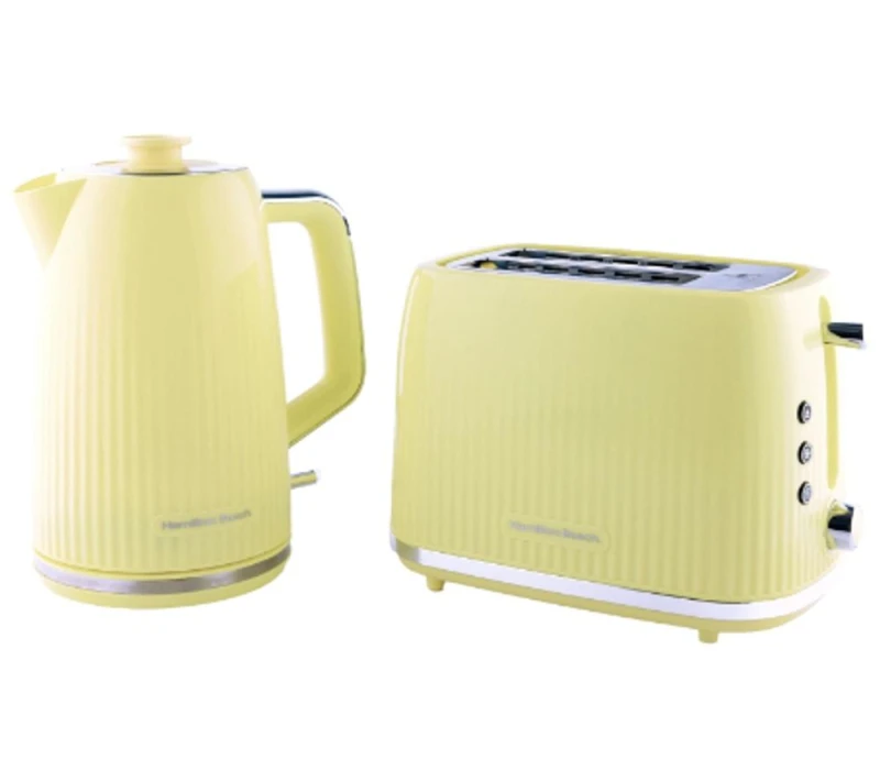 Image of HAMILTON BEACH Miami Breakfast Jug Kettle & 2-Slice Toaster Bundle - Banana Split, Yellow 5060916372085