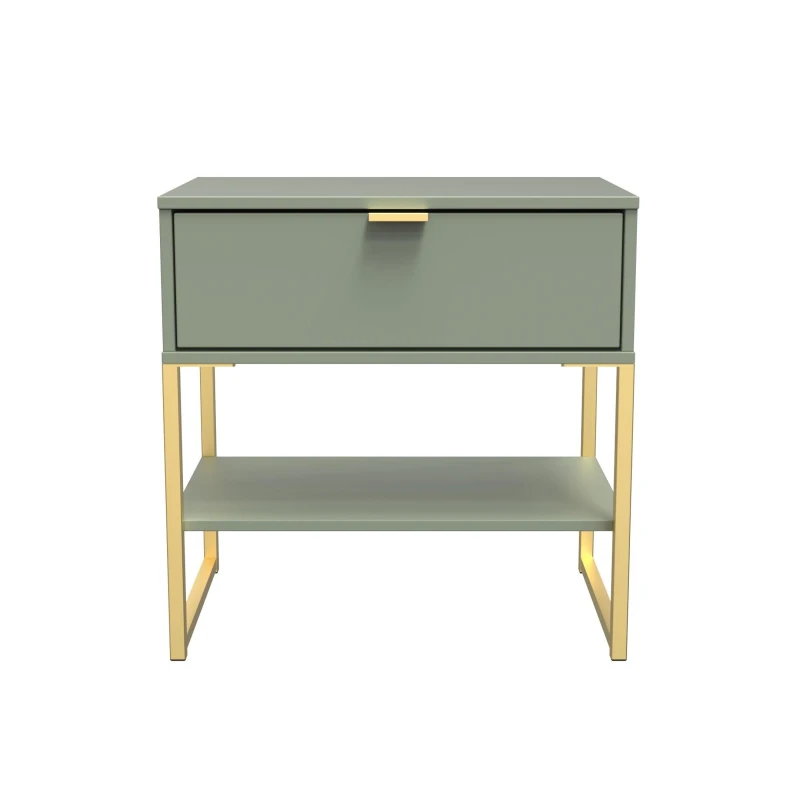 Image of Madrid 1 Drawer Lamp Table In Reed Green (Ready Assembled)