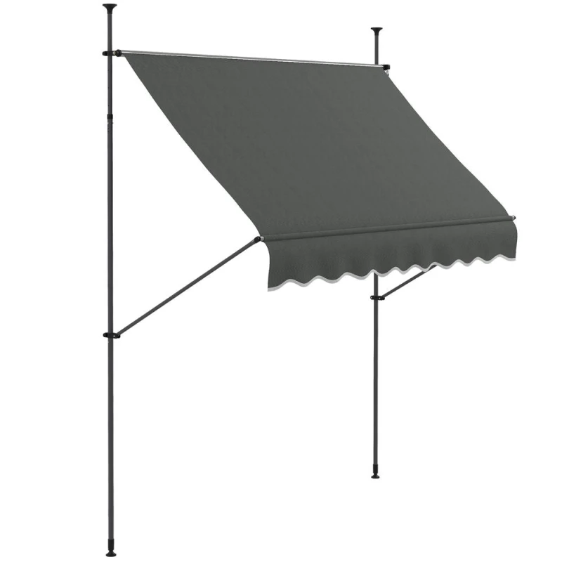 Image of Outsunny 2.5 X 1.2M Freestanding Retractable Awning, Grey 840-262V02CG
