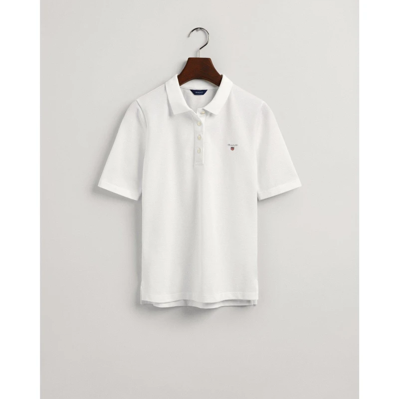Image of Gant Original Long Short-Sleeved Piqu Polo - White White 8