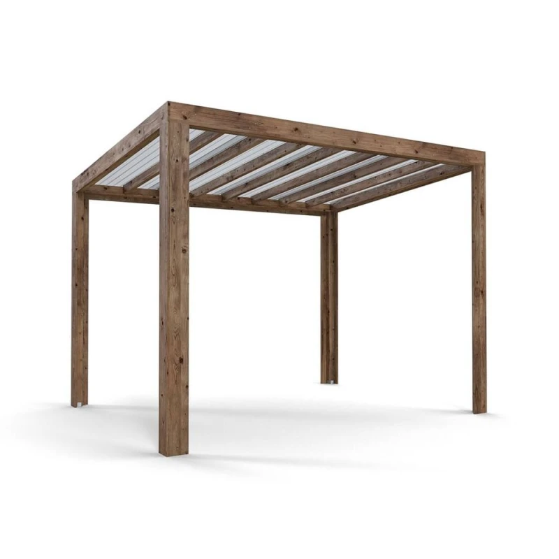 Image of Dunster House Pergola With Roof 3M X 2.5M Pressure Treated Wooden Gazebo Shelter Terracube