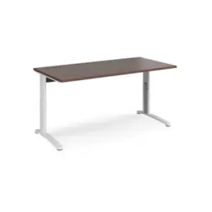 Image of Office Desk Wheelchair Friendly Rectangular Desk 1600mm Walnut Tops With White Frames TR10