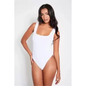 Image of I Saw It First White Ribbed Sleevless Bodysuit - White