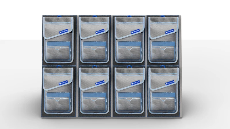 Image of Max Cases MAXCases Shield Phone Pouch Organizer, 16 Count Capacity, Wall or Door Mountable, Foldable For Table/Counter Use and Storage (Black) MCOPPBL