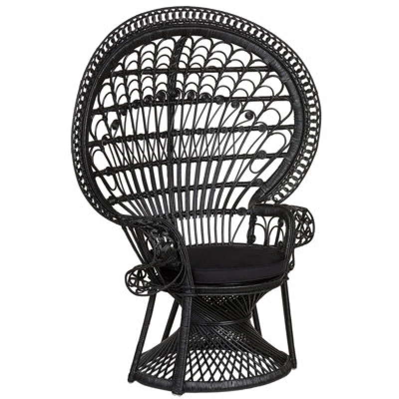 Image of Beliani Peacock Chair Emmanuelle Rattan Black