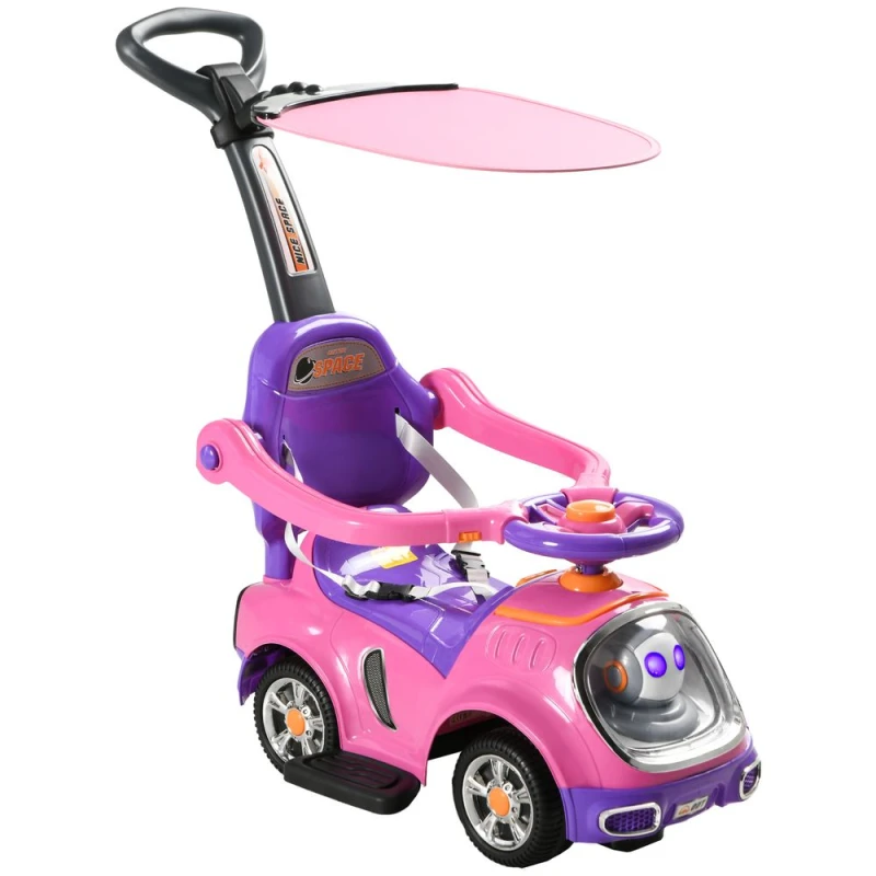 Image of AIYAPLAY 3 in 1 Ride on Push Car - Cartoon Robot Foot to Floor Slider - Pink TJ Hughes 5056725590598