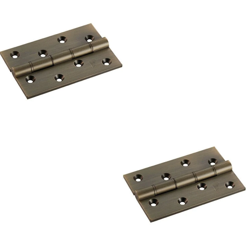 Image of Loops 2x PAIR 102 x 67 x 4mm Brass Washered Butt Hinge Antique Brass Internal Door Metallics