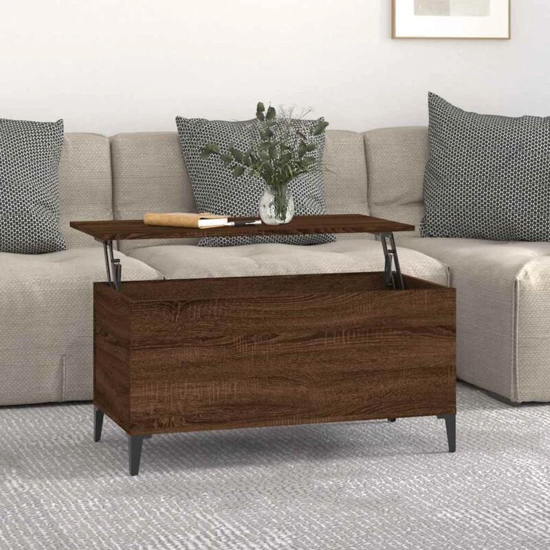 Image of Vidaxl Coffee Table Brown Oak 90X44.5X45cm Engineered Wood, Brown 819595