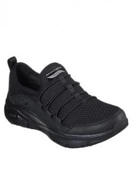Image of Skechers Arch Fit Mesh Bungee Slip-On Trainer - Black