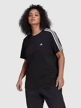Image of Adidas 3 Stripes Tee - Plus Size, Black/White, Size 4X, Women