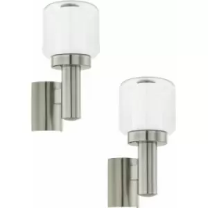 Image of 2 PACK IP44 Outdoor Wall Light Stainless Steel Shade 1x 40W E27 Porch Lamp