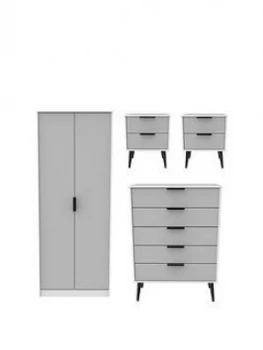 Image of Swift Copenhagen 4 Piece Ready Assembled Package - 2 Door Wardrobe, 5 Drawer Chest And 2 Bedside Chests