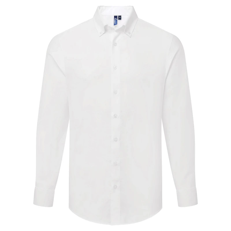 Image of Premier Premier Men Supreme Oxford Long-Sleeved Formal Shirt in White Size: X-Small White XS Male 5063703958738