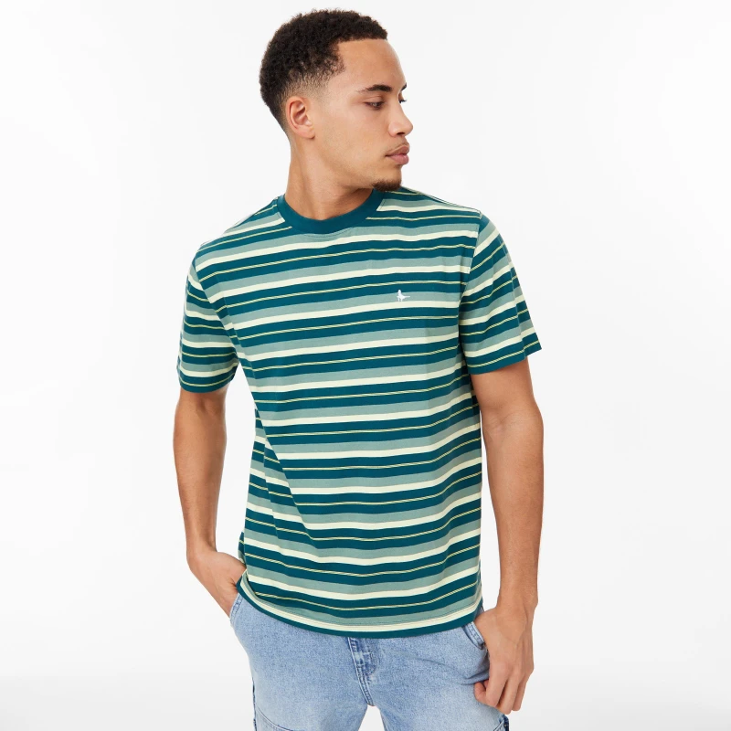 Image of Jack Wills Striped T-Shirt - Green Green M
