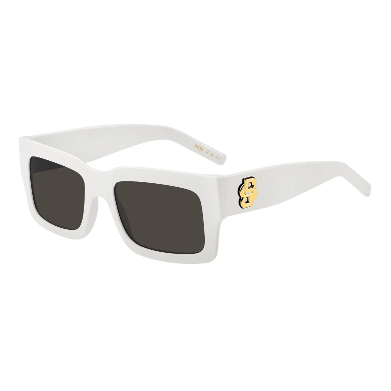 Image of Boss Womens Rectangular Round Sunglasses White female 54 cm