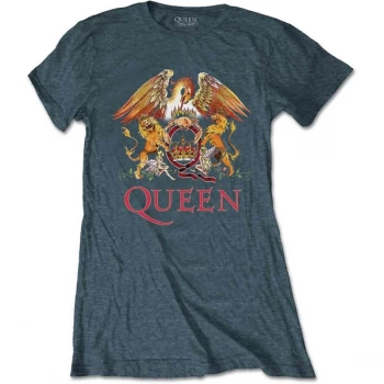 Image of Queen - Classic Crest Ladies Small T-Shirt - Blue