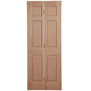 Image of 6 Panel Oak Veneer Unglazed Internal Bi Fold Door H1981mm W762mm