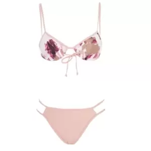 Image of Missguided Printed Underwire & Tie Side Bikini Set - Pink