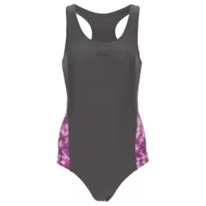 Image of Slazenger Splice Racer Back Swimsuit Womens - Grey