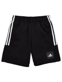 Image of adidas Boys 3 Stripe Shorts - Black, Size 7-8 Years