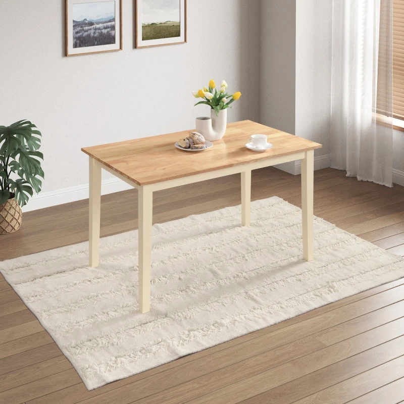 Image of FurnitureboxUK FurnitureboxUK Salcombe Small Rectangular Solid Wood Dining Table With Cream Legs & Oak Effect Top in Light Oak Light Oak One Size Unis