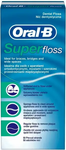 Image of Oral B Superfloss For Braces Dental Floss 50Pcs