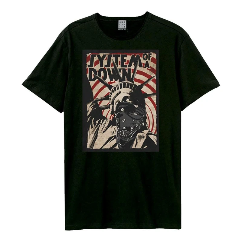 Image of Amplified Amplified Men Statue Of Liberty Systems Of A Down T-Shirt in Black Size: X-Small Black XS Male 5063852062805