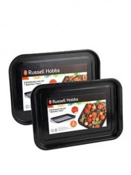 Image of Russell Hobbs Romano Vitreous Enamel 2 Piece Baking Tray Set