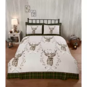 Image of Rapport Home Furnishings Rapport Home New Angus Stag Duvet Set Green Single