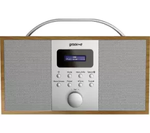 Image of GROOV-E Boston Portable DAB/FM Bluetooth Radio - Wood, Brown,Silver/Grey
