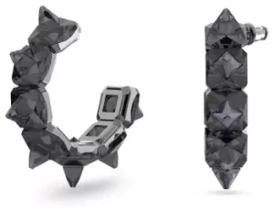 Image of Swarovski 5613681 Chroma Grey Pyramid Crystal Hoop Earrings Jewellery
