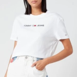 Image of Tommy Jeans Womens Modern Linear Logo T-Shirt - White - M