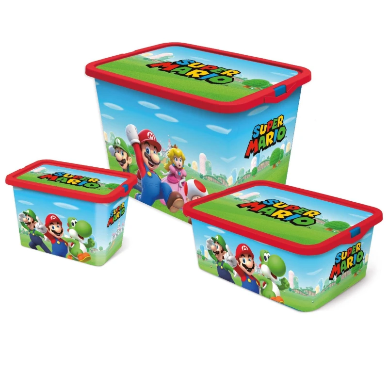 Image of Super Mario Set Of 3 Storage Boxes (91776) - Super Mario Plastic Storage one size Red 39266608000