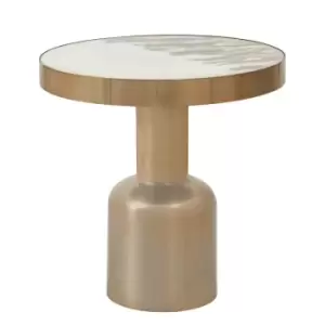 Image of Interiors By PH Glass Top Side Table Antique Gold