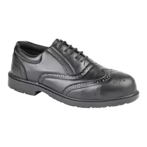 Image of Grafters Mens Uniform Perforated Leather Non-Metal Safety Shoes (9.5 UK) (Black)