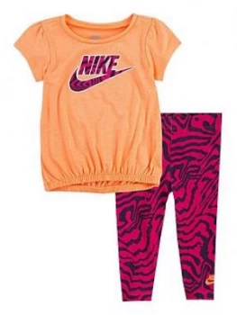 Image of Nike Younger Girls 2 Piece Tunic Top and Leggings Set - Purple, Purple, Size 18 Months