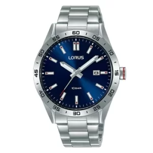 Image of Mens Sports Watch with Stainless Steel Strap & Blue Dial