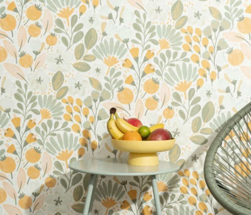 Image of Erismann Jardin Poetry Floral Wallpaper - Yellow