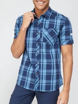 Image of Regatta Deakin Shirt Sleeve Checked Shirt - Navy, Size S, Men