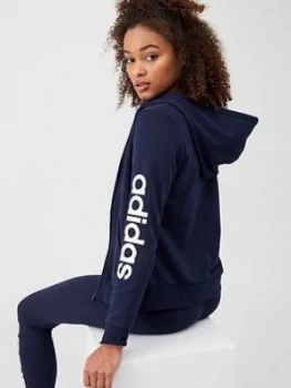Image of Adidas Essentials Linear Full Zip Hoodie - Navy