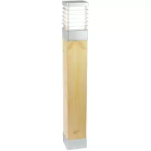 Image of Elstead Halmstad Outdoor Large Bollard Natural Wood & Galvanized , IP65, E27