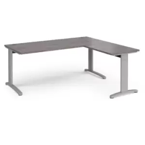 Image of Dams TR10 desk 1800mm x 800mm with 800mm return desk - silver frame, grey oak to